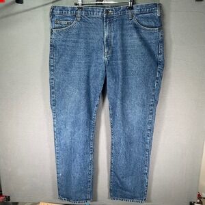 Mens Jeans 42x34 Full Blue Denim Straight Leg 100 Cotton Classic Fit
